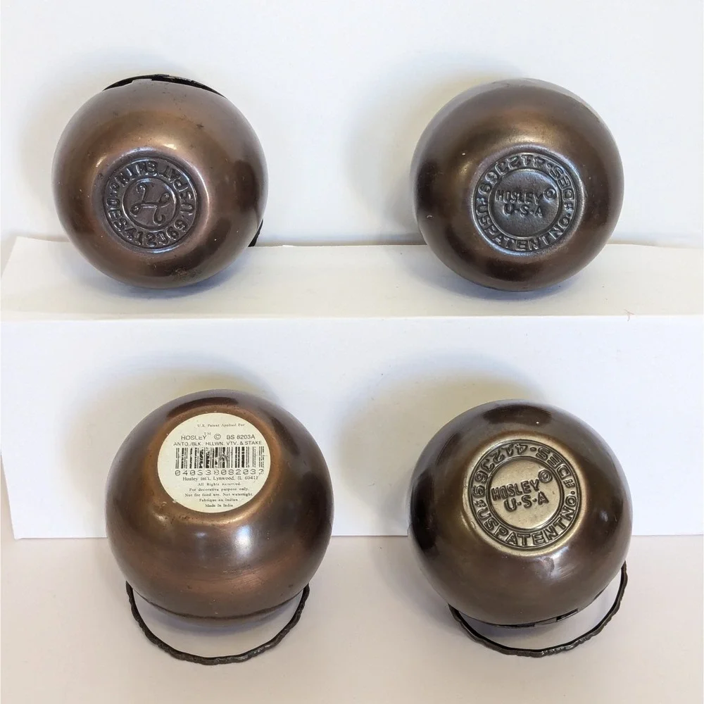 4 Vtg Halloween HOSLEY USA Metal Jack-O-Lantern Pumpkin Tealight Candle Holders